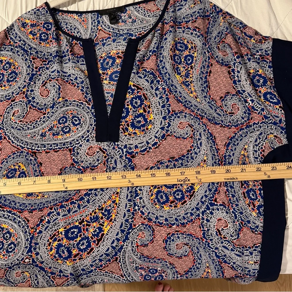 J. CREW Small Caftan Top/Swim Cover-up Navy Paisley Resortwear Vacation Like New